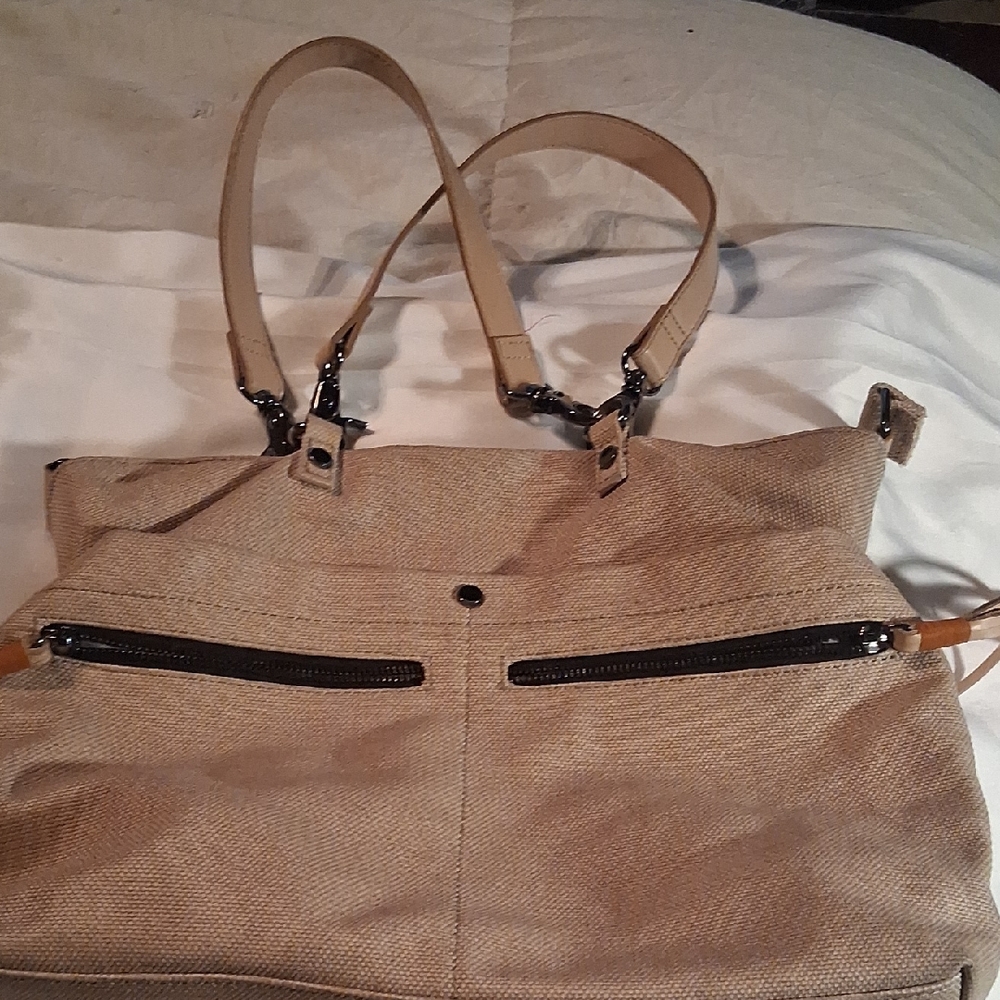 Sherpani Tan Shoulder Bag with Black Accents